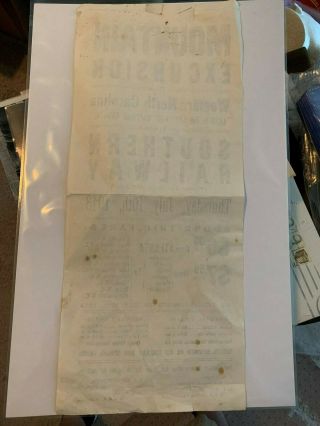 Vint 1913 Southern Railway Timetable Poster for Depot or Agent Office ATL to NC 4