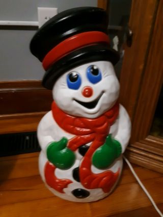 Vintage 19 " Snowman Smiling Blow Mold