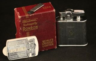 Vintage Ronson Silver Tone Whirlwind Lighter And Paperwork Engraved " S "