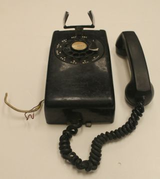 Vintage Mid - Century 1959 Northern Electric Black Rotary Wall Phone