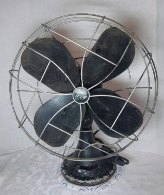 Vintage 1940 Emerson Electric Oscillating 3 Speed Industrial Table Fan 16 "