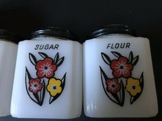Vintage TIPP CITY Milk Glass Flower Salt Pepper Flour Sugar Shaker Set 7