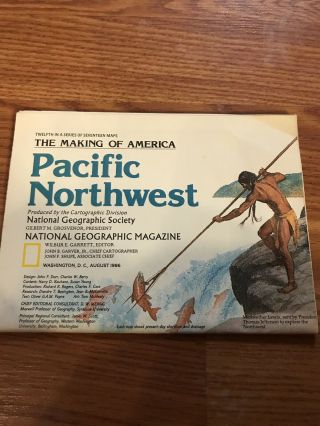 Pacific Northwest Making Of America 1986 Aug National Geographic Wall Map Poster