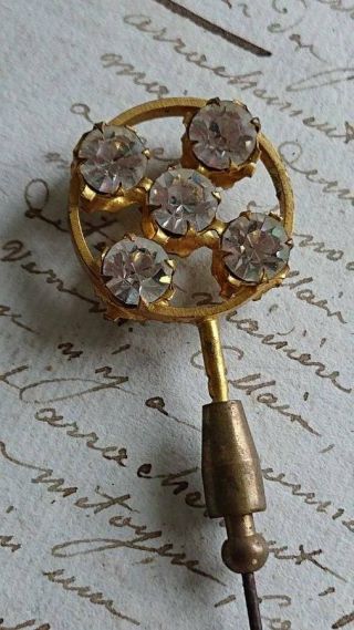 Antique French Double Sided Bejewelled Hat Pin C1880