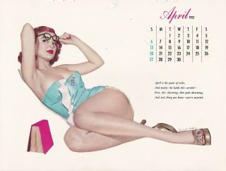 Roswell Keller - Apr 1952 Art Illustrated Pin - Up/cheesecake Esquire Calendar Page