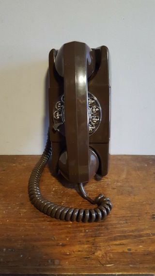 Vintage Gte Automatic " Starlight " Rotary Dial Wall/desk Phone Chocolate Brown