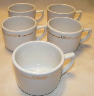 5 Usair Airlines Abco Mayer China Jet Oneida Tea Cup Coffee Mug Vtg White Gold