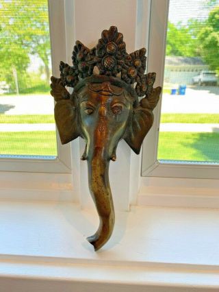 Vintage Style Handcrafted Decorative Brass Wall Hanging Hindu God Ganesha Mask