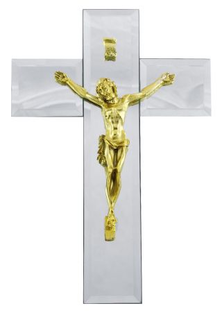 Renaissance Jesus Christ On The Cross Mirrored Inri Gold Wall Crucifix 16 Inch