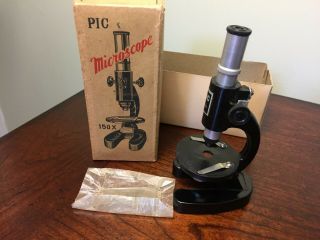 Vintage 150x Mini Microscope Made In Japan W/ Box