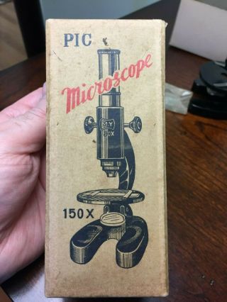 Vintage 150x Mini Microscope Made in Japan w/ Box 2
