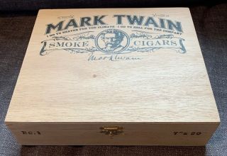 Mark Twain Wooden Cigar Box Empty No.  1 Extra Tobbaco