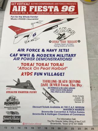 Confederate Air Force Poster Ghost Squadron Caf 1996 Airsho Flyer Air Fiesta Rgv