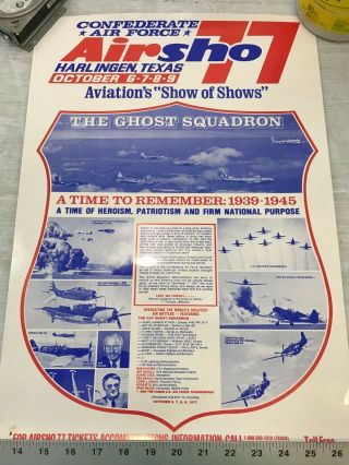 Confederate Air Force Poster Ghost Squadron Caf 1977 Airsho Flyer Air Fiesta Rgv