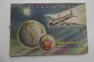 Vintage 1948 Tca,  Trans - Canada Airlines Route Map