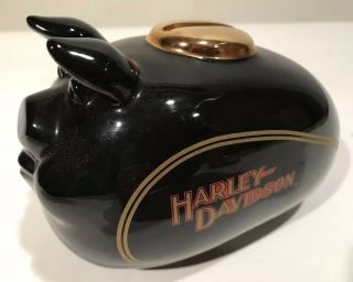 Vintage 2002 Harley Davidson Motorcycles Hog Gas Tank Piggy Bank Black Pig 6.  5”