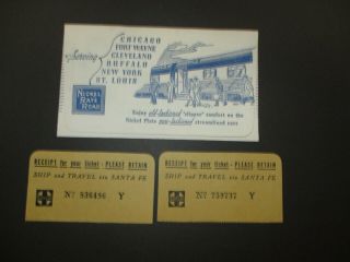 Nickel Plate Road Ticket Envelope With Ticket Receipts Via Santa Fe 1960 