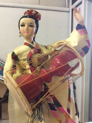 Vintage Geisha Doll 28 Inches Tall Wooden Base