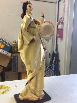 vintage geisha doll 28 inches tall wooden base 4