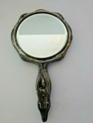 ANTIQUE/VINTAGE SILVER PLATED HAND MIRROR 2