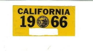1966 California License Plate Validation Sticker,  Near Authentic