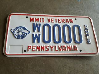 Pennsylvania World War Two Wwii Veteran Sample License Plate (d)