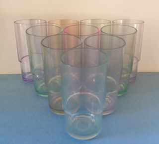 Set Of 10 Vintage Tupperware Rainbow Acrylic 16 Oz Tumblers Glasses