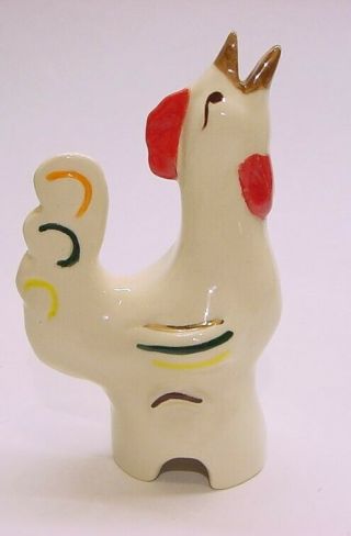 Adrian Pottery Pie Bird Vent/funnel Convention Prototype Rooster Gold Accents