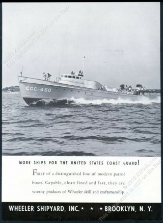 1941 Uscg Us Coast Guard Cgc 450 Boat Photo Wheeler Shipyard Vintage Print Ad