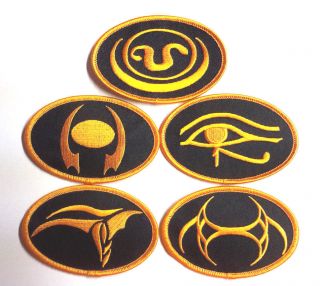 Stargate Sg - 1 System Lord 3.  5 " Uniform Patch Set Of 5 - Usa Mailed (sgpa - 11 - 15)