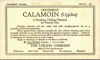 Upjohn Company Pharmaceutical Advertising Blotter - Calamoin Ointment