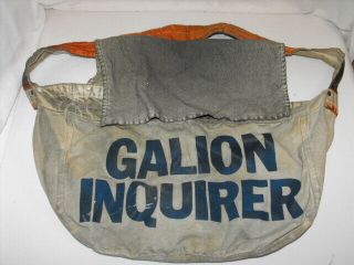 Vintage Canvas Newspaper Shoulder Bag Galion Inquirer Paper Boy Delivery Oh 3