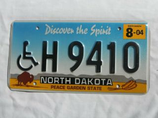 2004 North Dakota Disabled Handicap License Plate Tag
