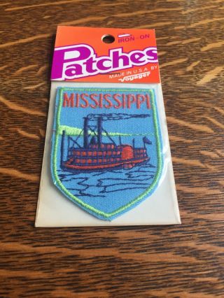 Mississippi State Patch Iron On Vintage Made By Voyager River Boat Paddle Wheel