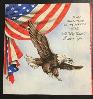 Patriotic Eagle American Flag World War Ii Soldier Sweetheart Hallmark Card