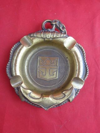 Nautical Ashtray,  Bronze Brass - Tone Royal Caribbean Crown & Anchor Society Rare