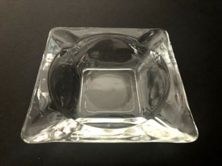 Vintage Clear Glass Square Ashtray 4 5/8 "