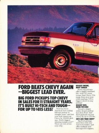 1988 Ford F - 150 Truck 2 - Page Advertisement Print Art Car Ad J907