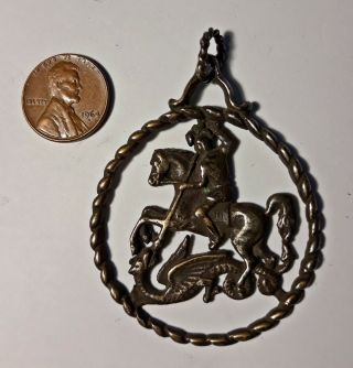Rare Medal Pendant Saint George,  The Dragon - Dying Patron Of Travelers