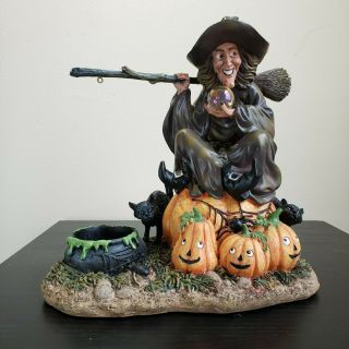 Retired Yankee Candle Hallloween Witch On Pumpkins Holder