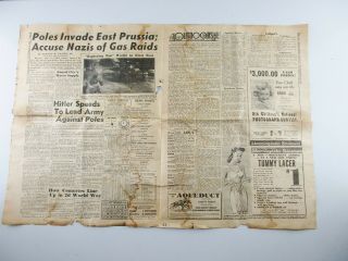 York Daily Newspaper Front & Back Cover Only Vintage 1939 War Sports Ads 3