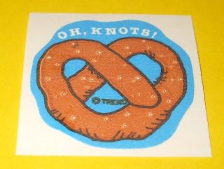 Vtg 80s Trend Scratch & Sniff Pretzel Scent Matte Sticker Oh,  Knots Rare