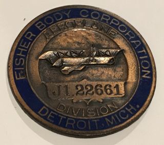 Early Fisher Body Corporation Aeroplane Division 2.  5” Badge