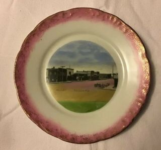 Pink & Gold Edge Vintage Plate Reeder Nd Main St Old Porcelain Plate
