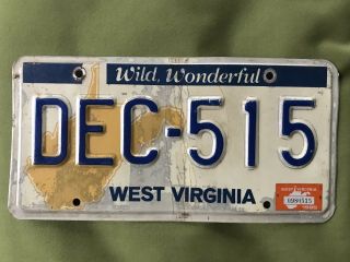 Vguc Vintage 1985 West Virginia Auto License Plate Wv Usa Dec 515 Map 80s