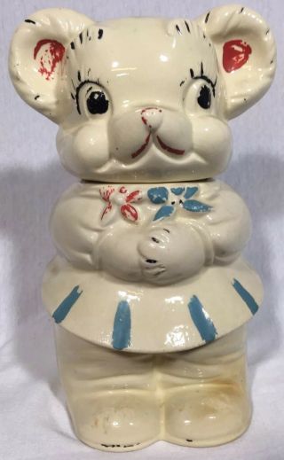 Vintage American Bisque Turnabout Bear Cookie Jar Two Sided Boy&girl,  12 " Tall