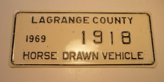 1969 Lagrange County Indiana Amish Horse Drawn Non Motor Vehicle License Plate