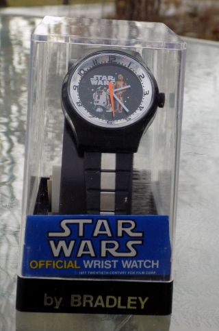 1977 Bradley Star Wars Official Wrist Watch C - 3po R2 - D2 In Cube Swiss Mib
