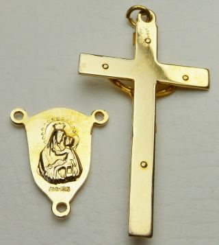 Bishops Vintage 22k Gold fill Catamore Centerpiece Medal & Crucifix Rosary Parts 6