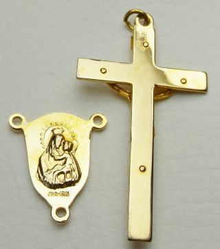 Bishops Vintage 22k Gold fill Catamore Centerpiece Medal & Crucifix Rosary Parts 8